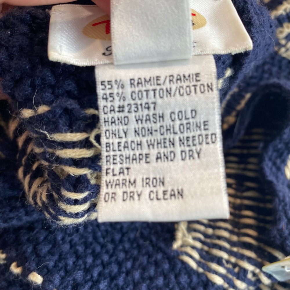 Vintage Talbots Hand Knit Patchwork Cardigan Navy… - image 6